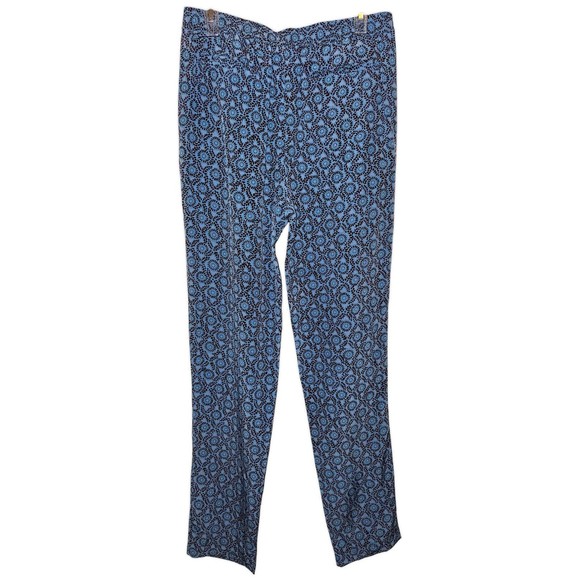 Derek Lam 10 Crosby Pants 10 Blue Red Lagoon Silk Casual Comfort Designer Geo - Picture 4 of 4